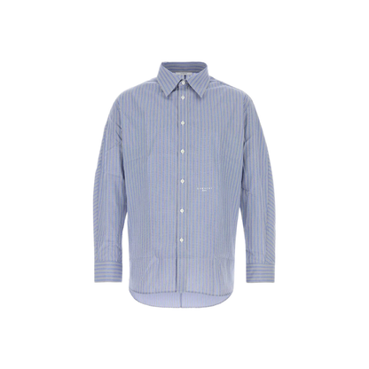 White/Blue Striped Poplin Shirt
