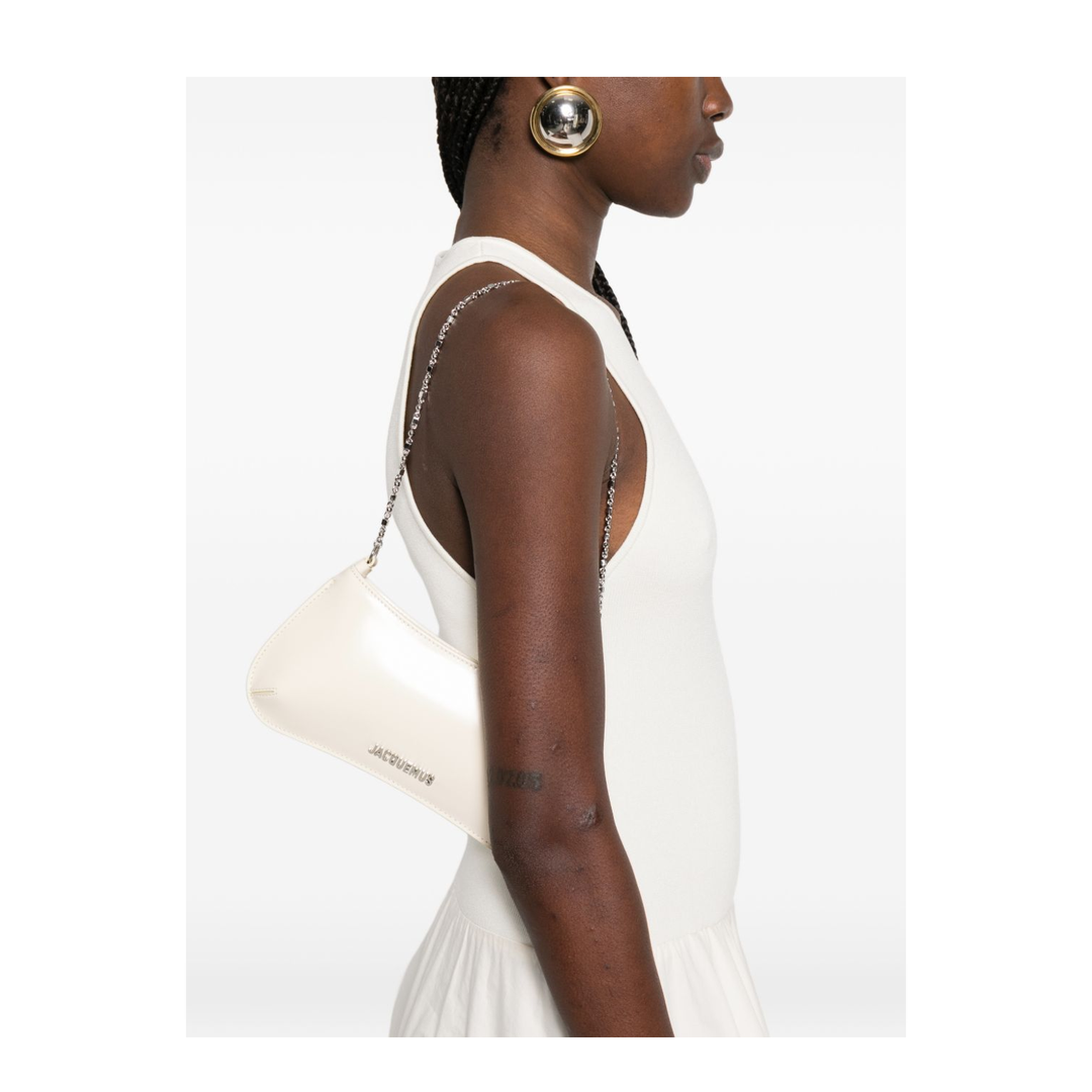 Bisou Chaîne Small Calfskin Shoulder Bag - Light Ivory