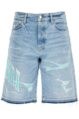 denim logo varsity bermuda shorts