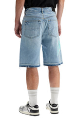 denim logo varsity bermuda shorts