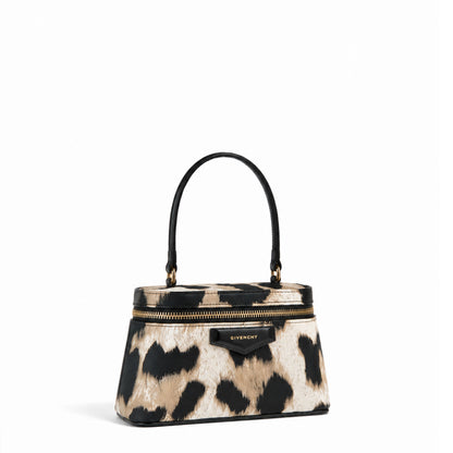 Antigona East-West Mini Calf Hair Top-handle Bag - Black/Beige