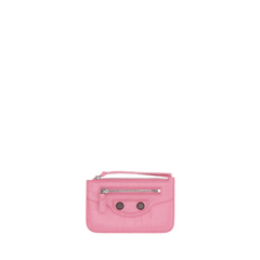 Le Cagole Stud-Detail Zipped Cardholder in Pink, Silver Hardware