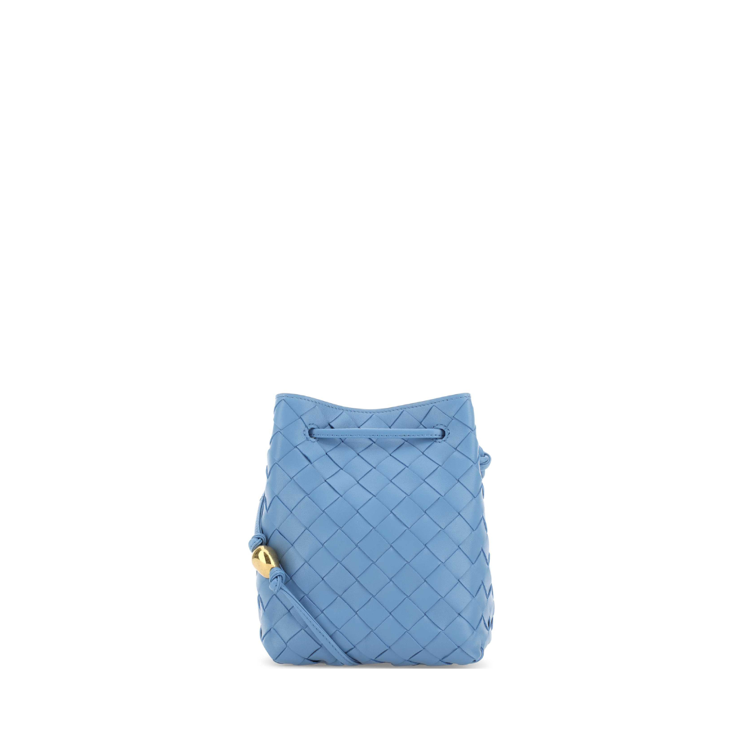 Small Crossbody Bucket Bag In Blue Gray