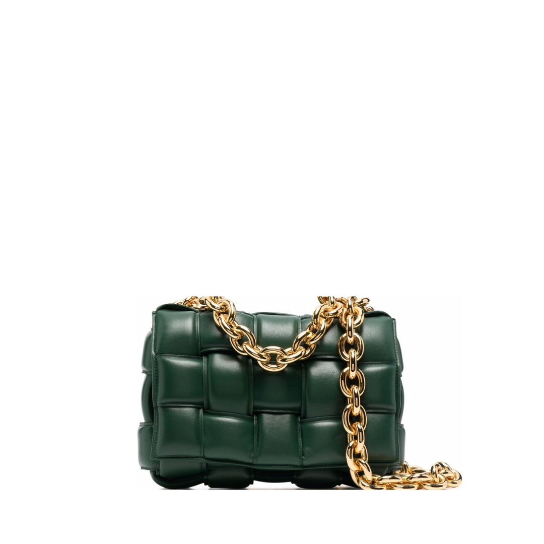 Chain Padded Cassette Shoulder Bag, Gold Hardware