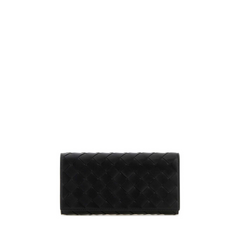 Intrecciato Long Wallet, Gold Hardware