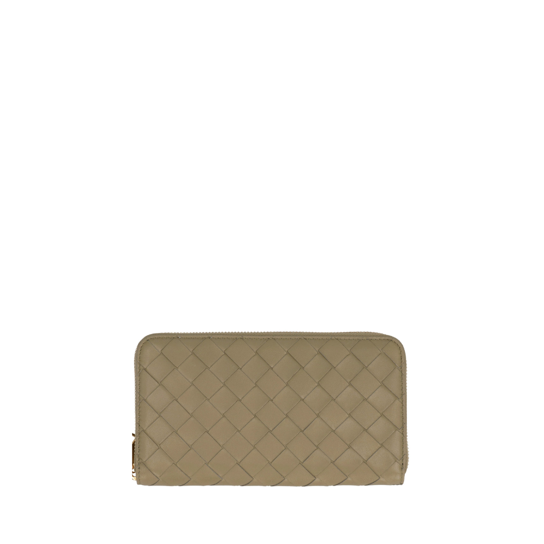 Intrecciato Long Wallet, Gold Hardware