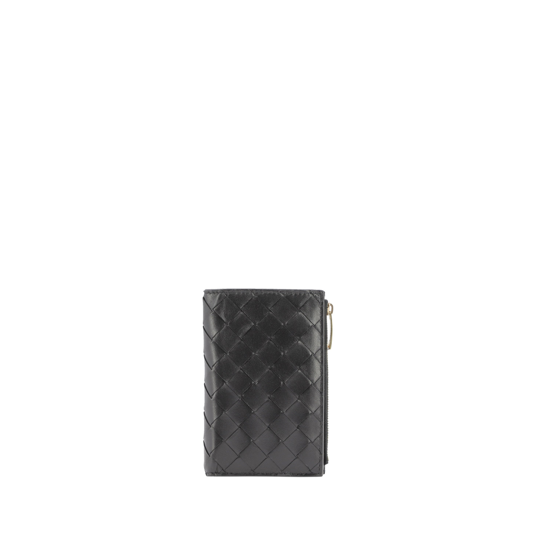 Intrecciato Vertical Wallet, Gold Hardware