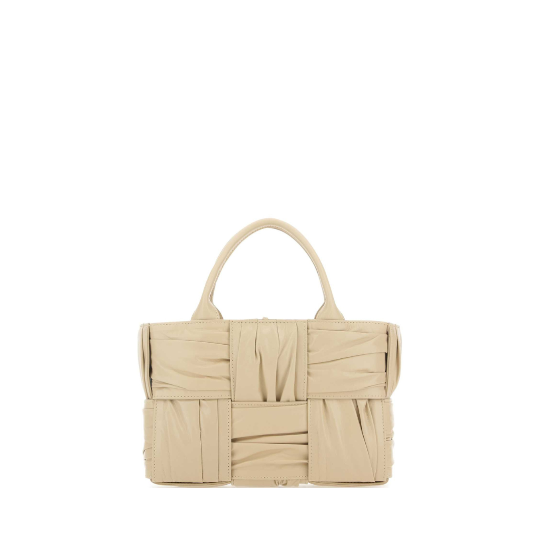 Mini Arco Tote Bag In Beige Porridge & M Brass