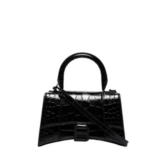 Hourglass Xs Handbag Crocodile Embossed In Black