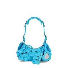 Le Cagole Ruffle Shoulder Bag in Blue