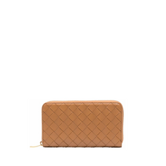 Intrecciato Zipped Long Wallet, Gold Hardware