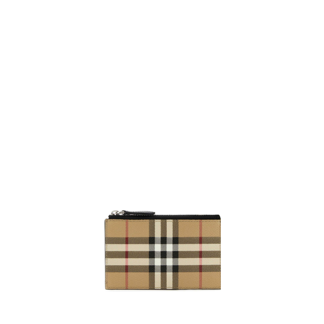 London Check Zip Wallet, Gold Hardware