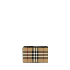 London Check Zip Wallet, Gold Hardware