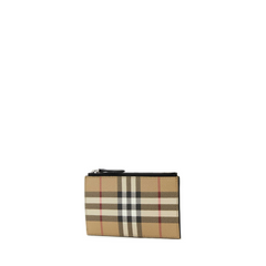 London Check Zip Wallet, Gold Hardware