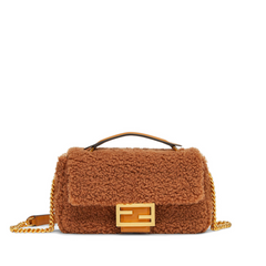 Baguette Chain Midi Shoulder Bag, Gold Hardware