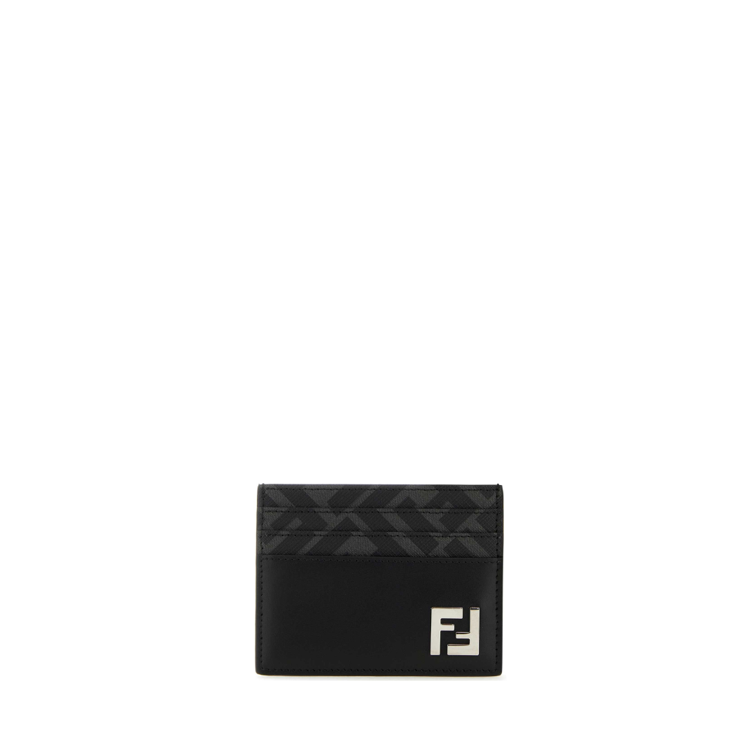 Ff Squared Card Holder Black Leather Card Holder