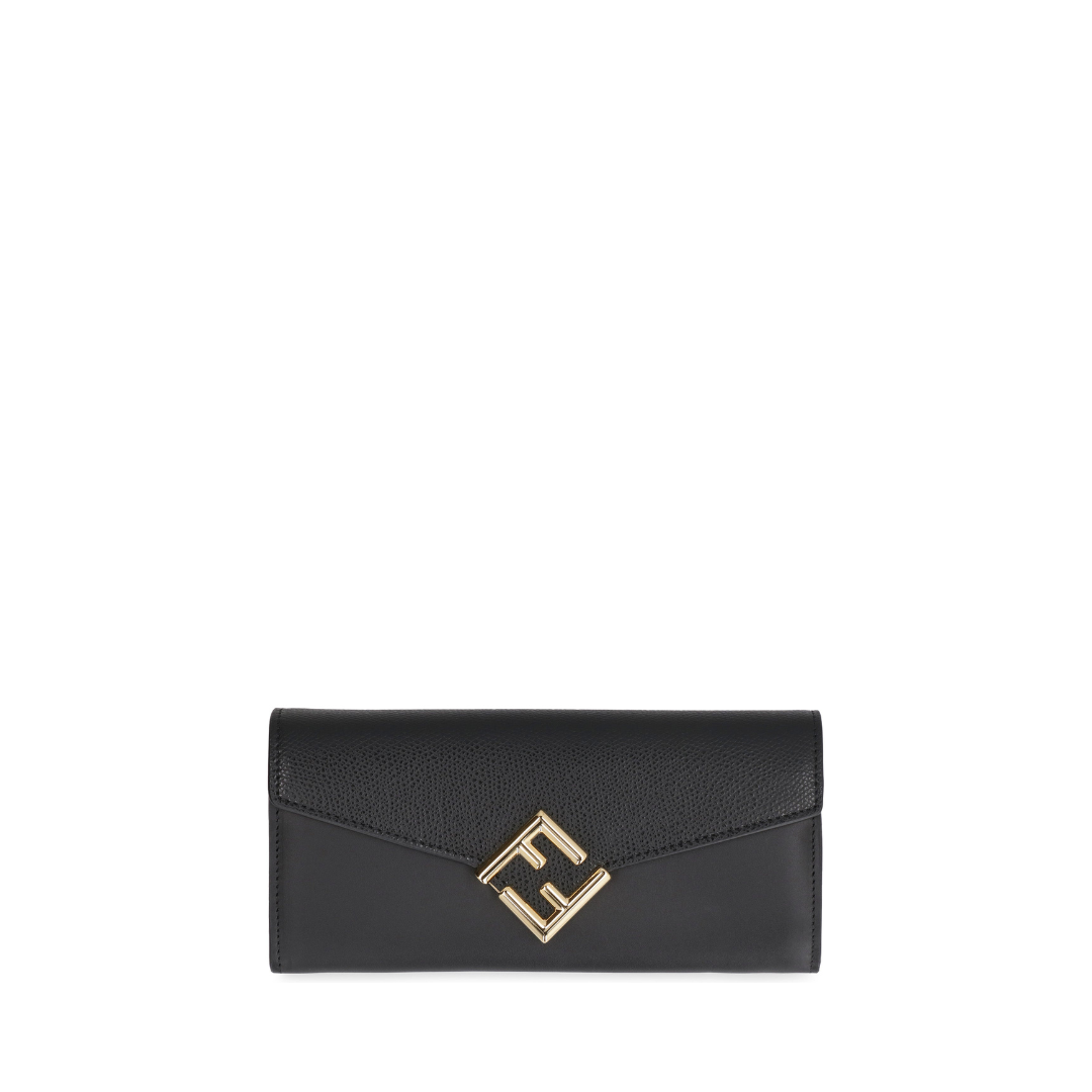 FF Diamonds Long Flap Wallet, Gold Hardware