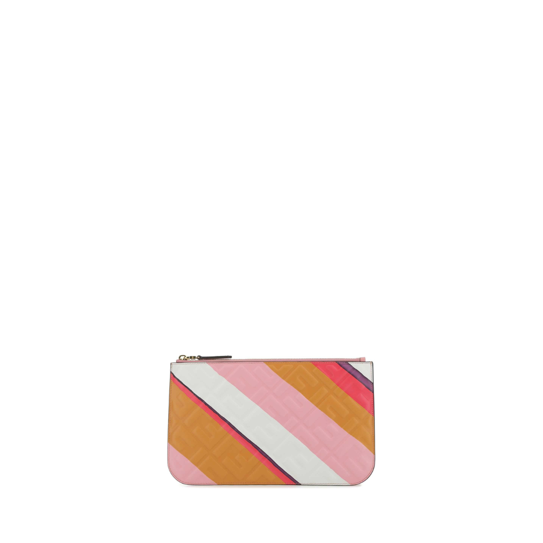 FF Logo Embossed Striped Zipped Wallet GHW