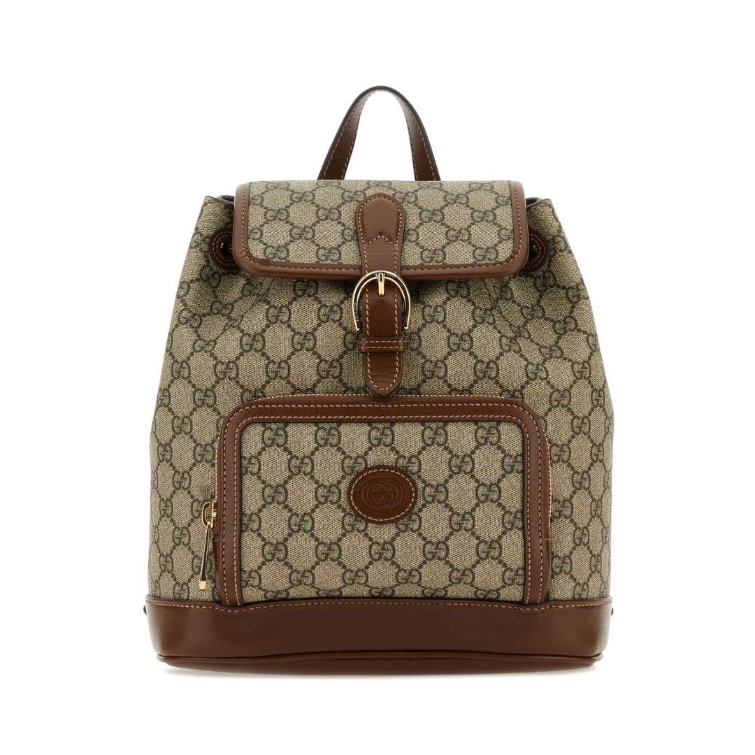 GG Interlocking Backpack, Gold Hardware