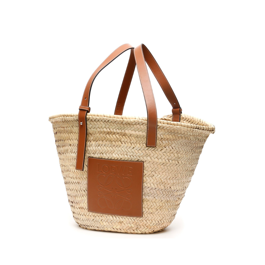 Raffia Basket Bag, Silver Hardware