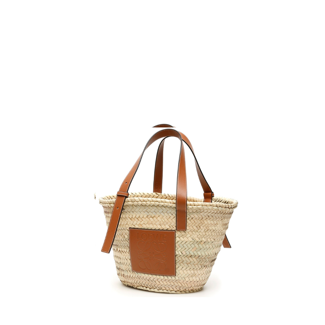 Straw Medium Basket Bag Brown