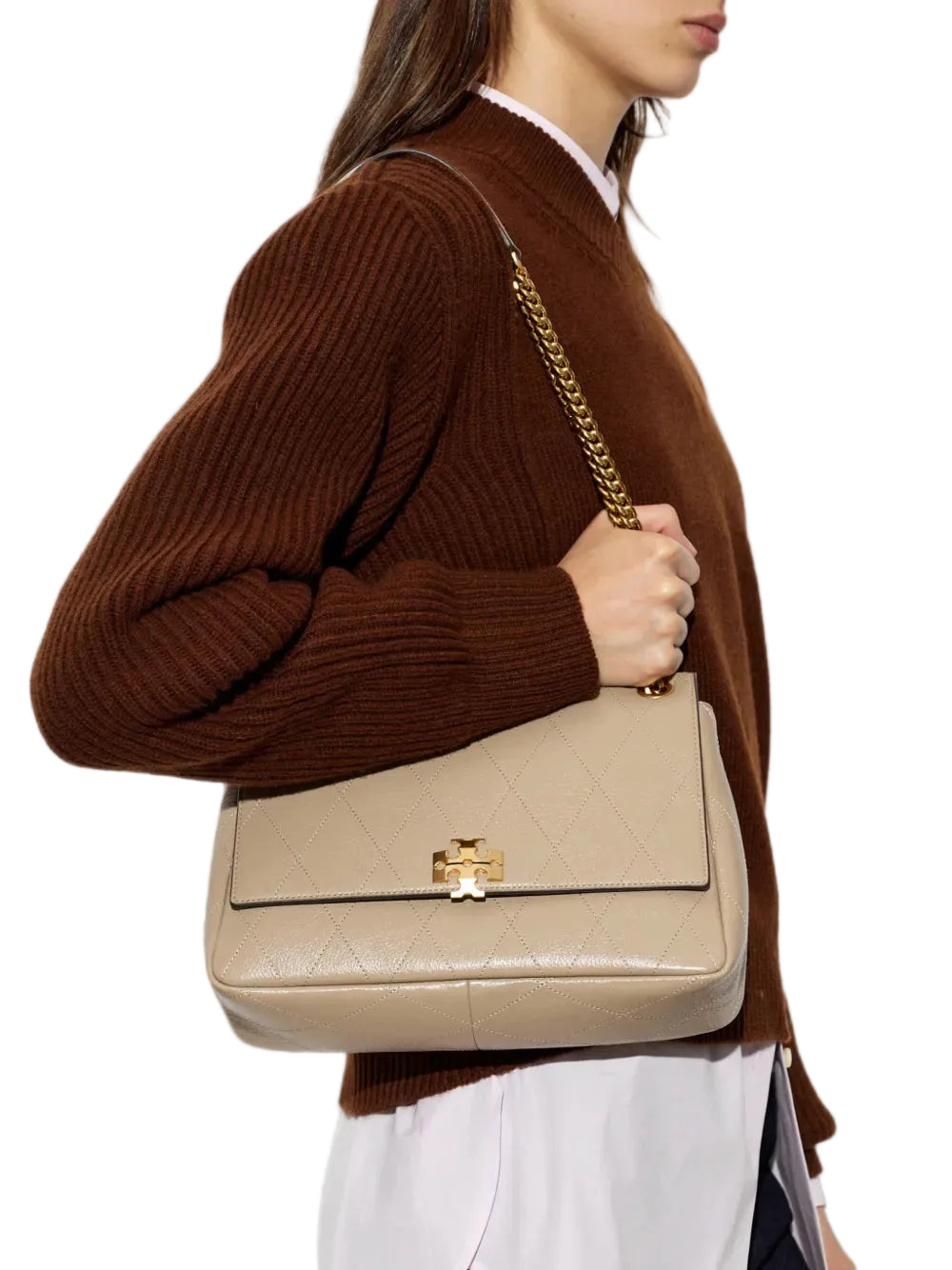 Charlie Quilted Shoulder Bags - Beige
