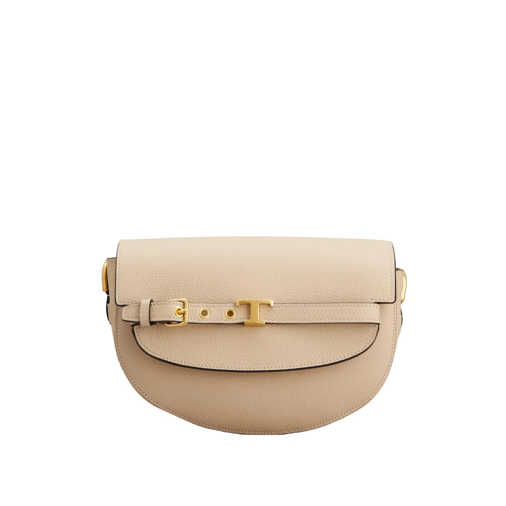 T Signature Mini Leather Crossbody Bags - Natural