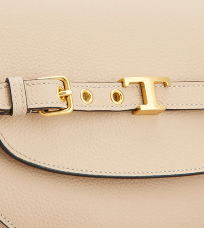 T Signature Mini Leather Crossbody Bags - Natural