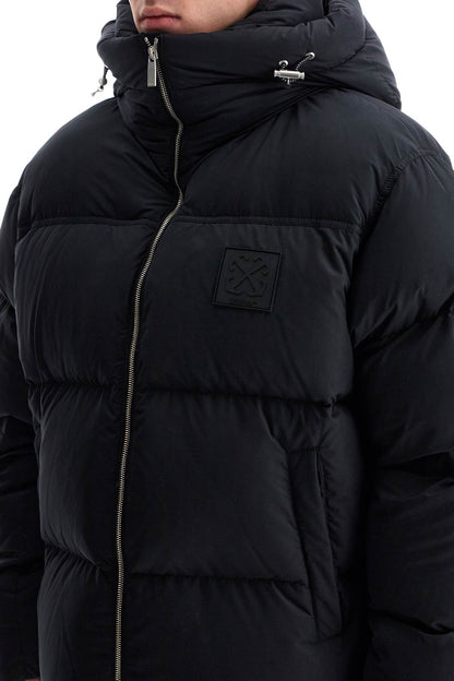 "down jacket with logo patch