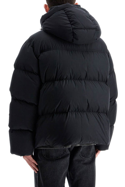 "down jacket with logo patch