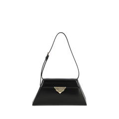 Leather Shoulder Bag, Gold Hardware