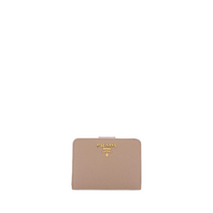 Logo Plaque Bifold Wallet with Zip Pouch, Gold Hardware