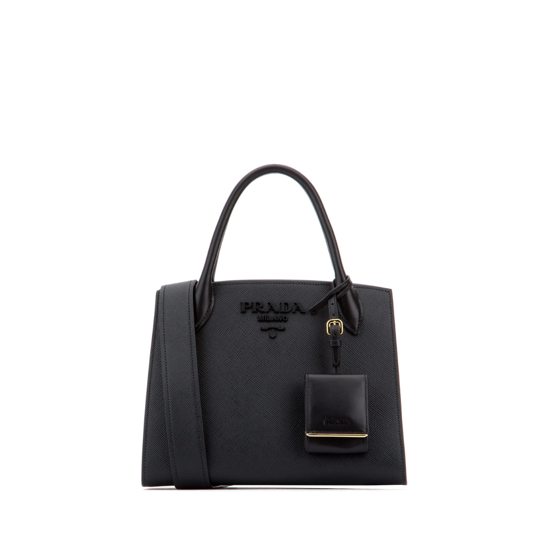 Monochrome Small Top Handle Bag, Gold Hardware