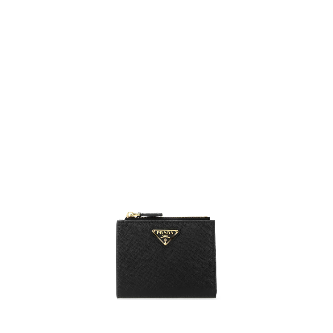 Saffiano Leather Bifold Wallet, Gold Hardware