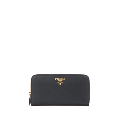 Saffiano Leather Long Zipped Wallet, Gold Hardware