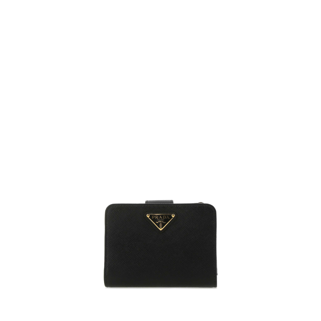 Saffiano Leather Zipped Pouch, Gold Hardware