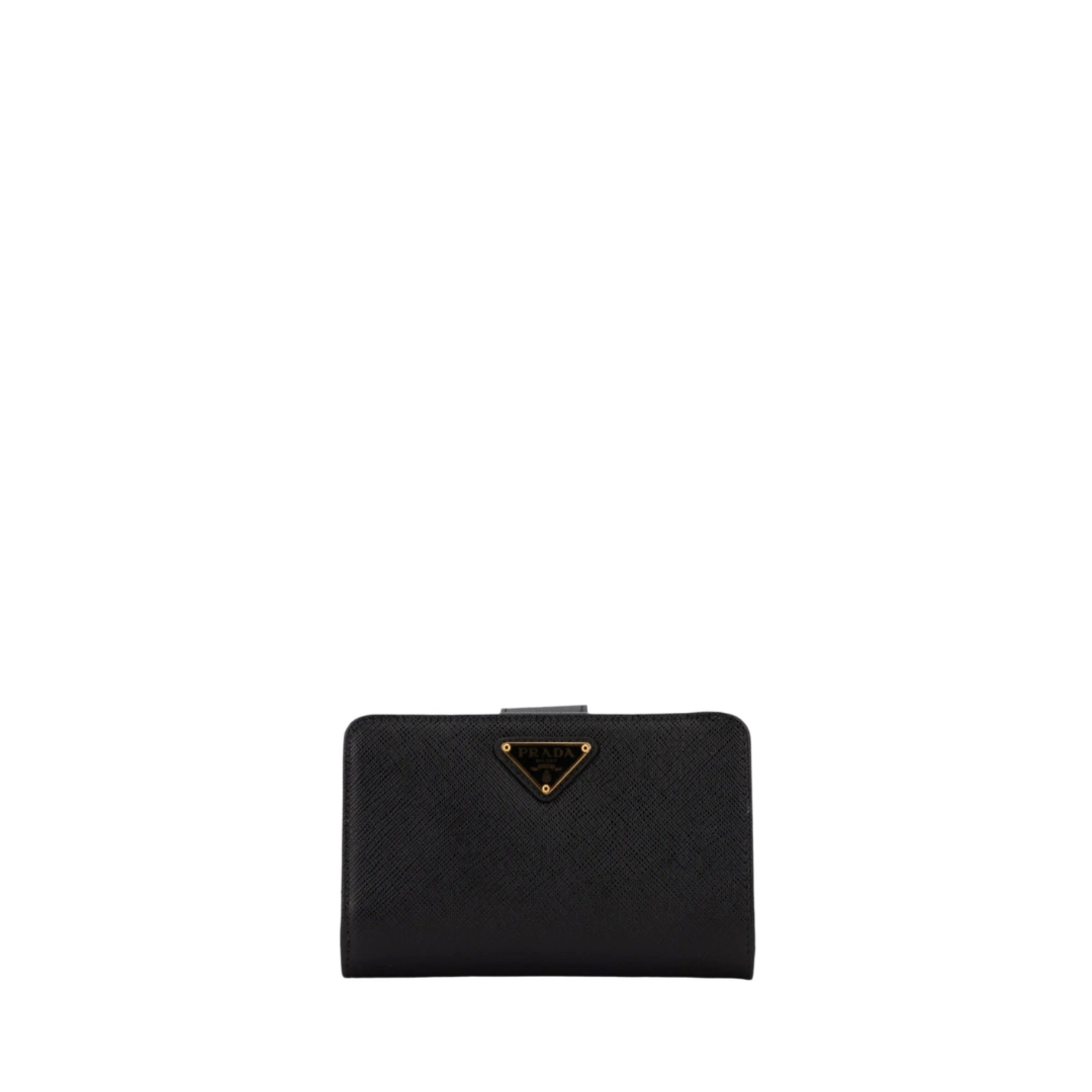 Saffiano Leather Zipped Pouch, Gold Hardware