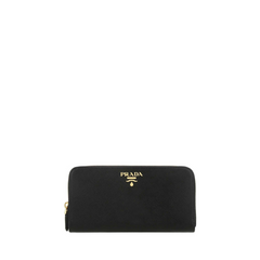 Saffiano Leather Zipped Wallet, Gold Hardware