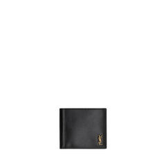 Bifold Leather Wallet, Gold Hardware