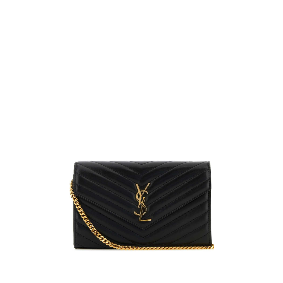 Cassandre Smooth Leather Wallet on Chain, Gold Hardware