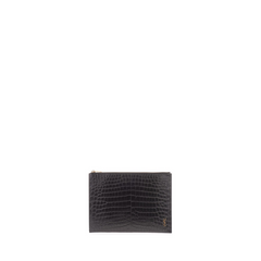 Croc Embossed Clutch, Gold Hardware