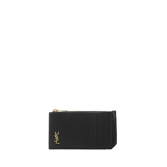 Leather Zipped Cardholder, Gold Hardware