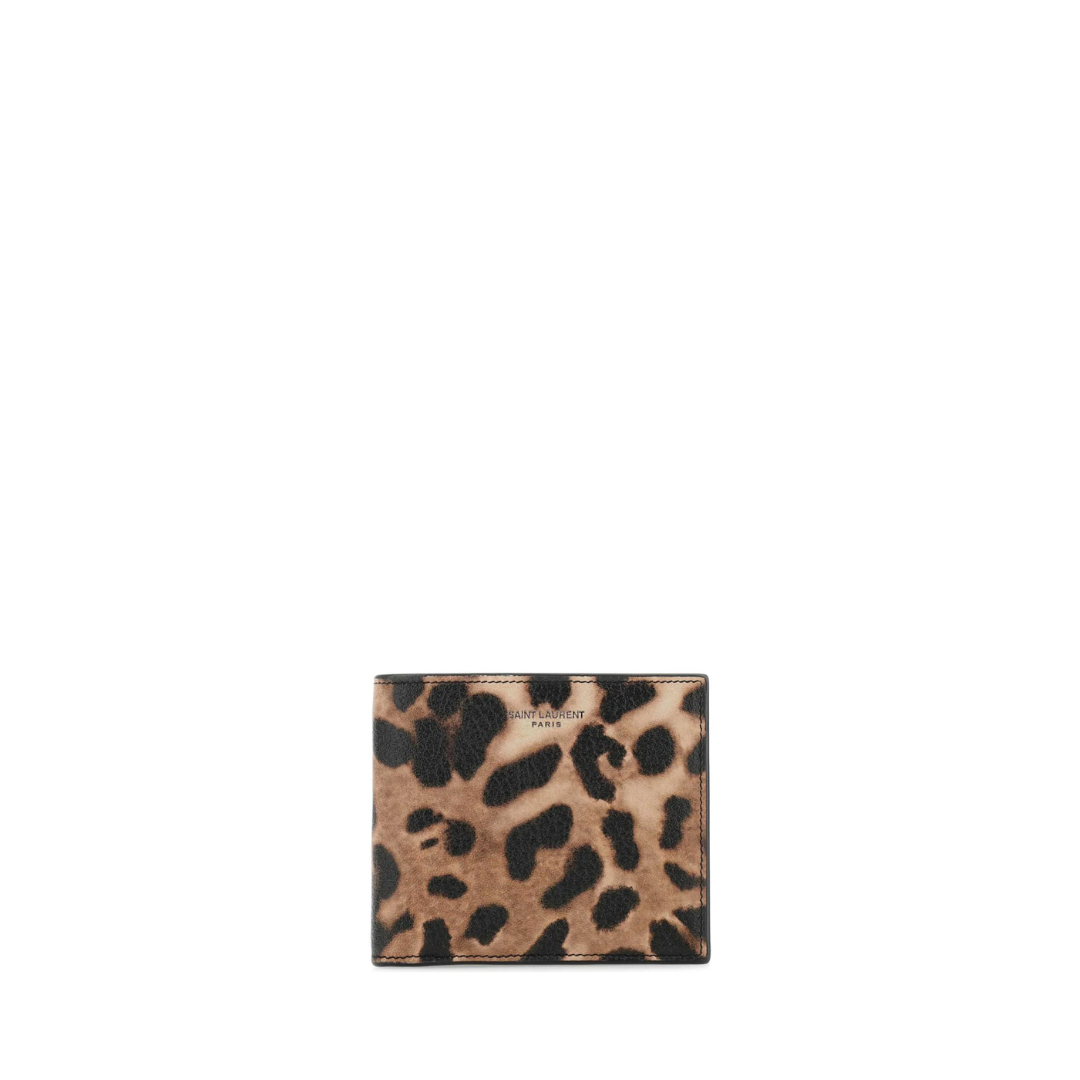 Leopard Print Bifold Wallet in Calfskin