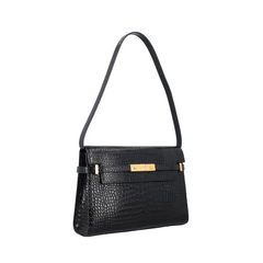 Manhattan Croc Embossed Shoulder Bag, Gold Hardware