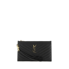 Matelasse Quilted Pouch, Gold Hardware