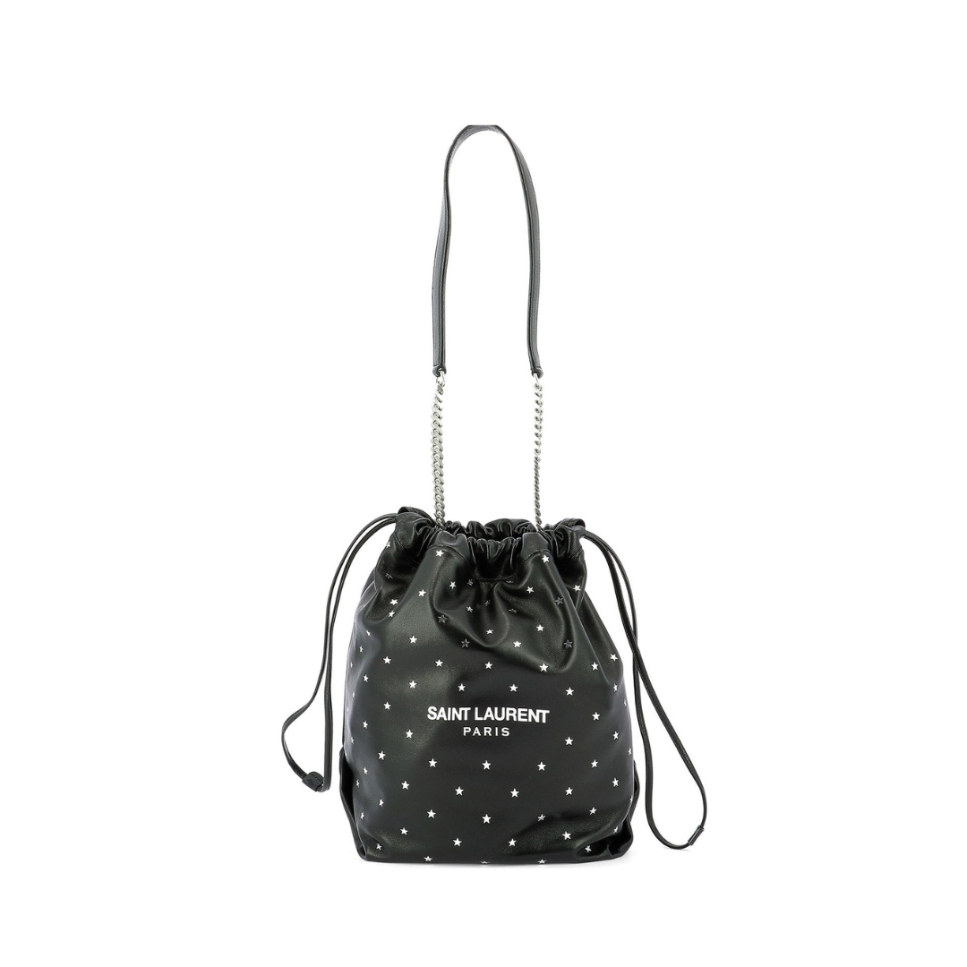 Teddy Bucket Bag with Mini Stars, Silver Hardware