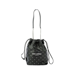 Teddy Bucket Bag with Mini Stars, Silver Hardware