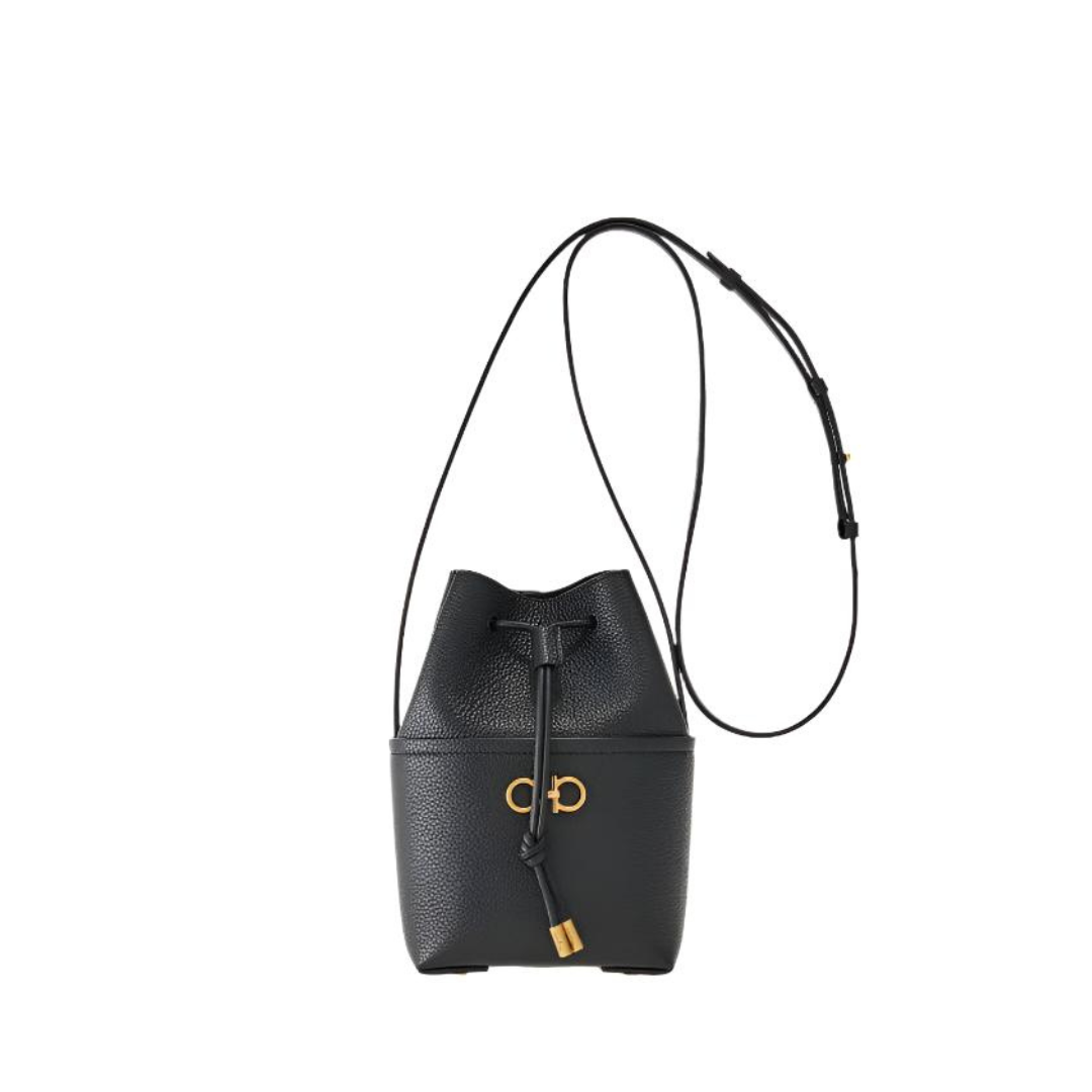 Gancini Mini Bucket Bag, Gold Hardware