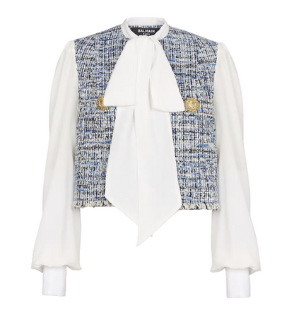 Tweed Cropped Jacket Blue