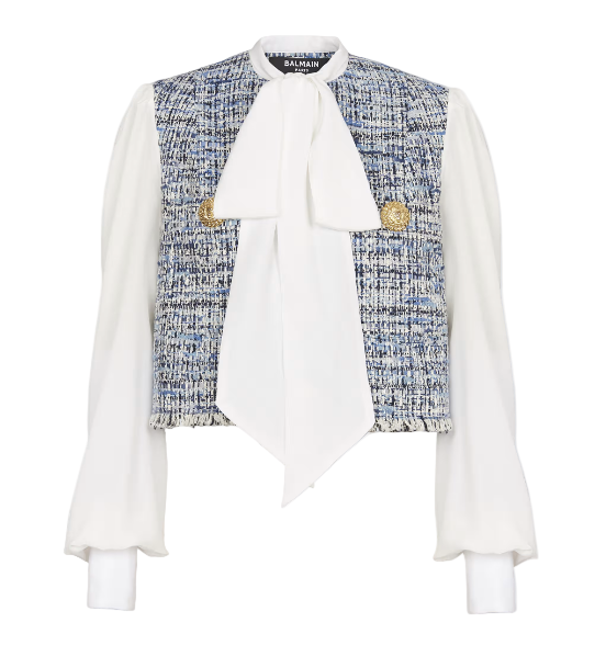 Tweed Cropped Jacket Blue